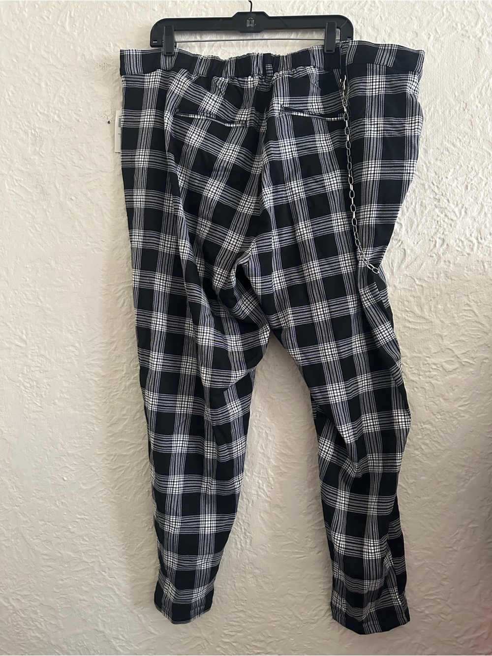 Hot Topic Black White Plaid Chain Plaid Trousers NWT Plus 3X - Picture 6 of 7